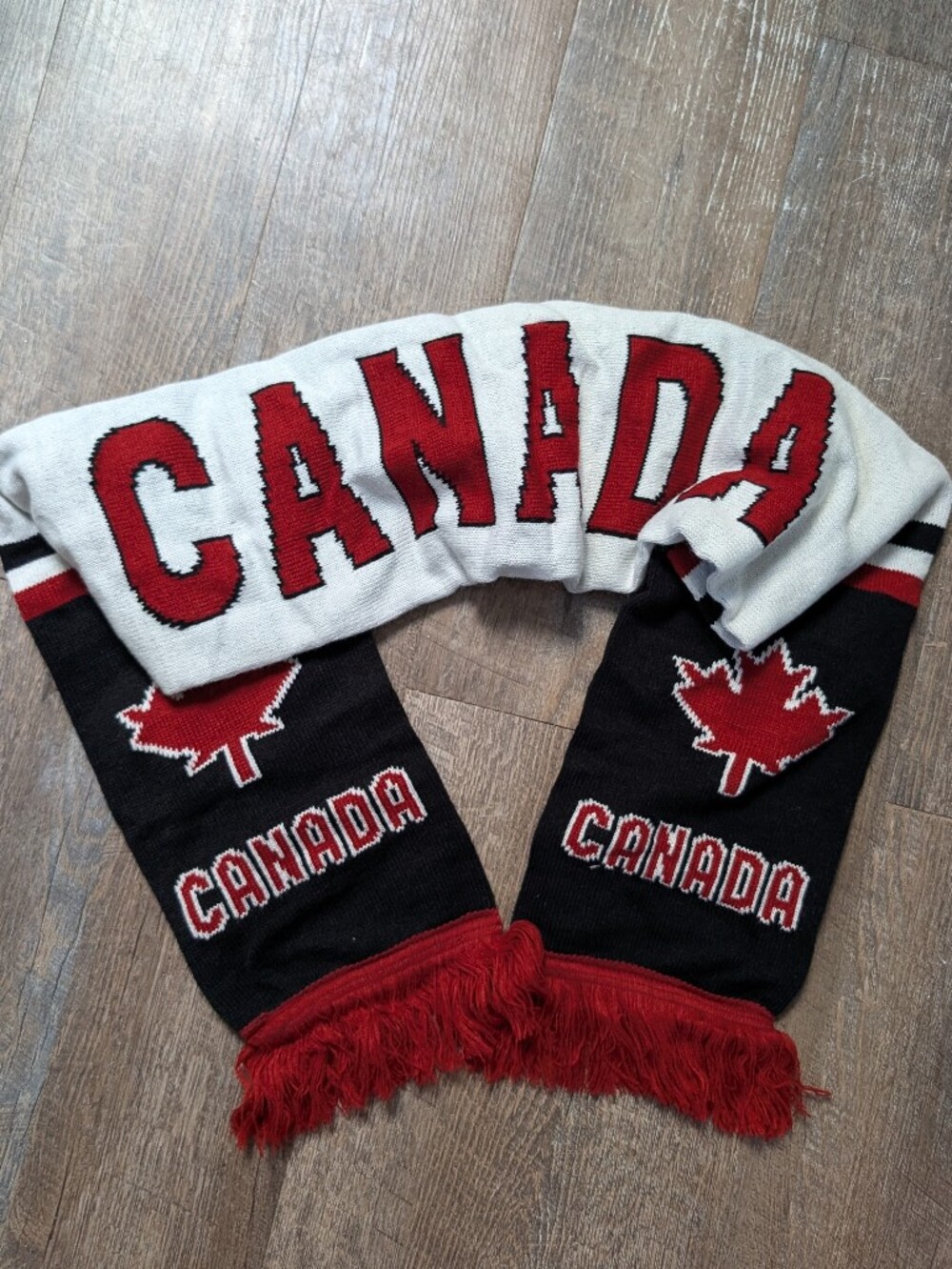 Canada Red & Black Knit Scarf, Thick Winter Scarf